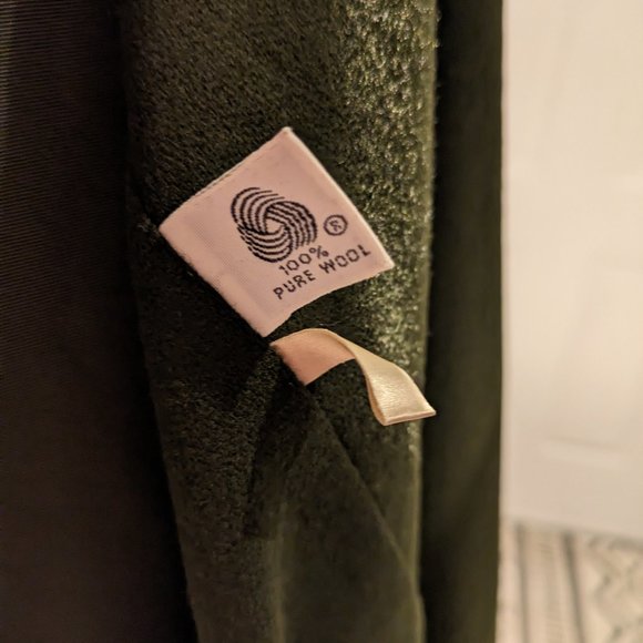 100% wool mens trenchcoat 40R deep olive Sanyo by Carol Cohen - Picture 2 of 5